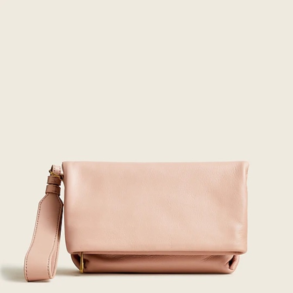J. Crew Blush Pink Leather Wristlet Clutch